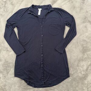 Hanro Dark Blue Women's Button-Up Pajama Top